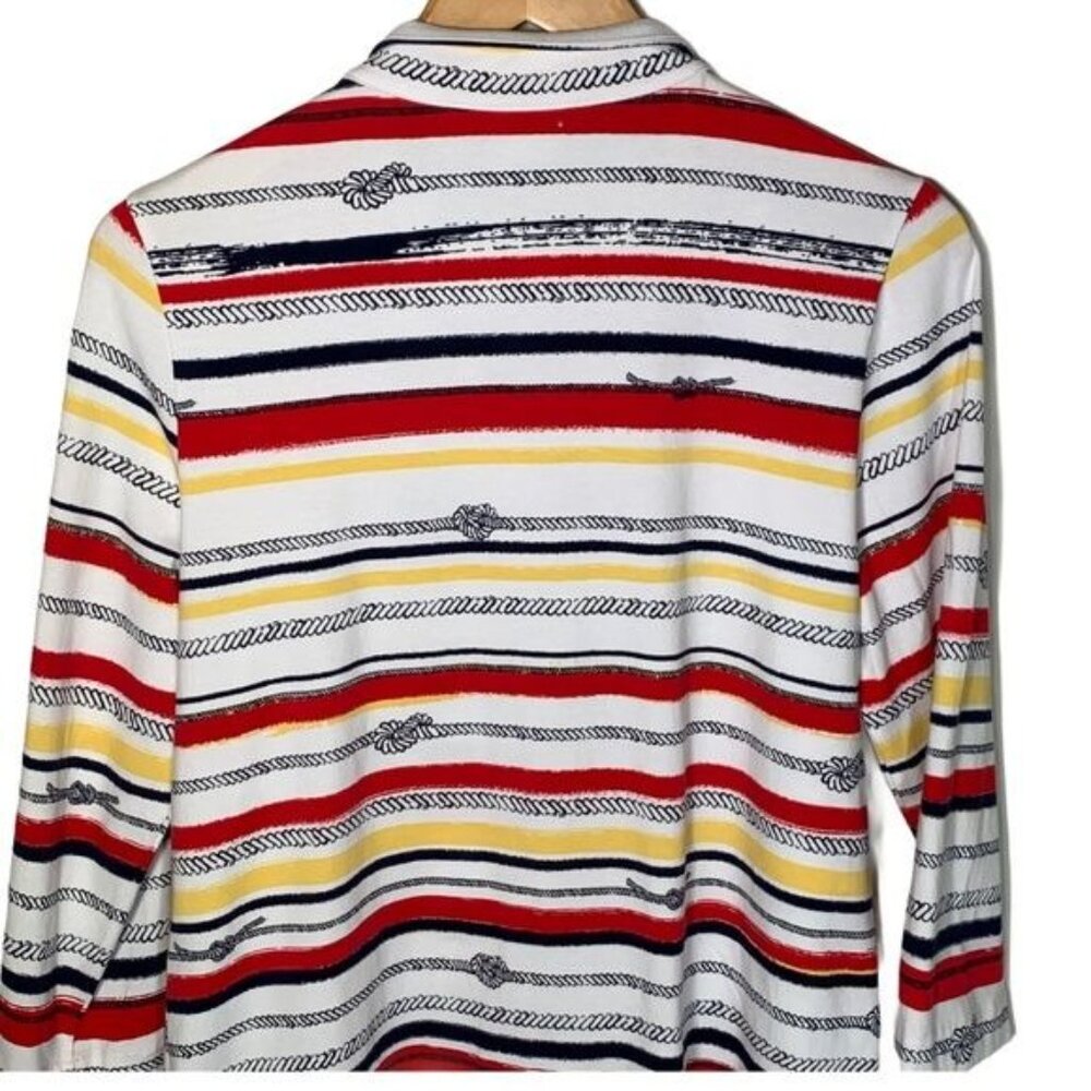 Chicos Weekends Zip Jacket Medium Red Yellow Stri… - image 7
